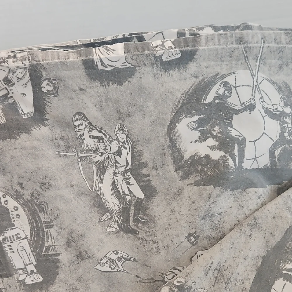 Pottery Barn Teen Star Wars Gray White Iconic Moments Queen Flat Sheet - Picture 5 of 9